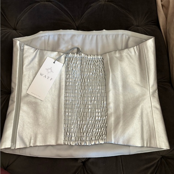 Wayf silver metallic faux leather tube top in size Small - Picture 5 of 7